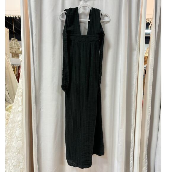 NWT Elan Gauze Sleeveless Halter Neck Midi Dress Charcoal Black Women's Size M - Picture 5 of 11